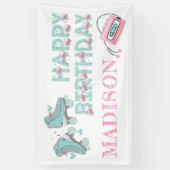 Personalisierter Geburtstagsroller Skaten Pastel Banner (Vertikal)