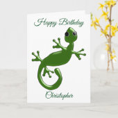 Personalisierter Gecko-Geburtstag Karte (Gelbe Blume)