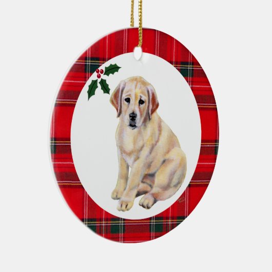 Personalisierter Gelbe Labrador Keramik Ornament (Rechts)