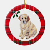 Personalisierter Gelbe Labrador Keramik Ornament (Vorne)