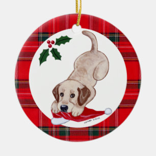 Personalisierter Gelbe Labrador Keramikornament
