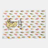 Personalisierter Gelbe Labrador lecken Eiscreme Geschirrtuch (Horizontal)