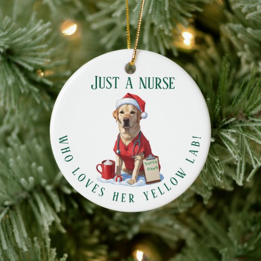 Personalisierter Gelbe Labrador Lover Nurse Weihna Keramik Ornament (Baum)