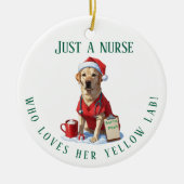Personalisierter Gelbe Labrador Lover Nurse Weihna Keramik Ornament (Vorne)