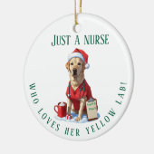 Personalisierter Gelbe Labrador Lover Nurse Weihna Keramik Ornament (Links)