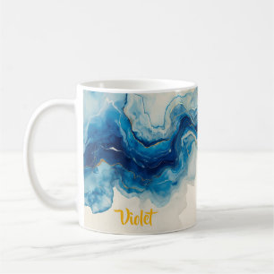 Personalisierter gelber blauer Marmor-Name-Lehrerg Kaffeetasse