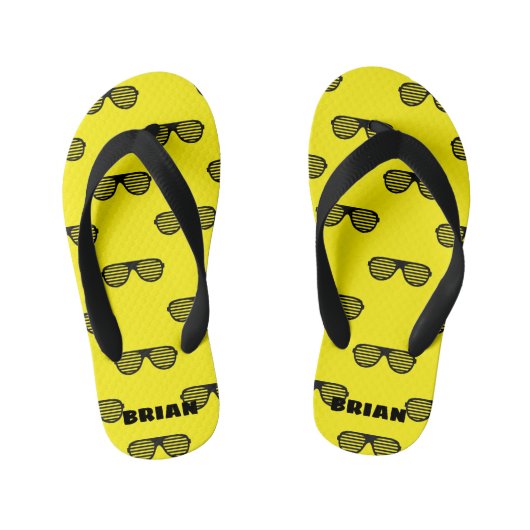 Personalisierter gelber Kindersommerstrand Flip Fl Kinderbadesandalen (Fußbett)