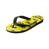 Personalisierter gelber Kindersommerstrand Flip Fl Kinderbadesandalen (Schrägansicht)