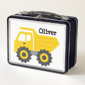 Personalisierter gelber Kipper Metall Brotdose (Vorderseite)