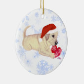 Personalisierter gelber Labrador-Welpen-Sankt Hut Keramik Ornament (Rechts)