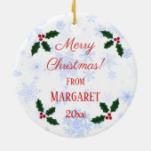 Personalisierter gelber Labrador-Welpen-Sankt Hut Keramik Ornament (Hinten)