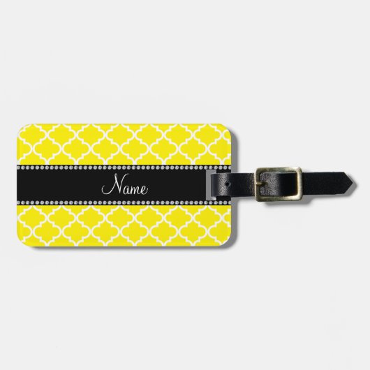 Personalisierter gelber Namensmarokkaner Gepäckanhänger (Vorderseite horizontal)