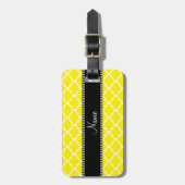 Personalisierter gelber Namensmarokkaner Gepäckanhänger (Vorderseite vertikal)