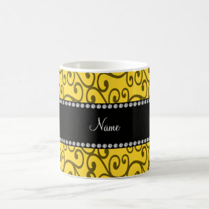 Personalisierter gelber NamensWirbel Kaffeetasse