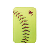 Personalisierter gelber Softbalball Badematte (Vorderseite Vertikal)