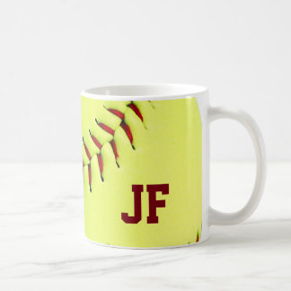 Personalisierter gelber Softbalball Kaffeetasse