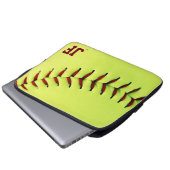 Personalisierter gelber Softbalball Laptopschutzhülle (Vorne Knopf)
