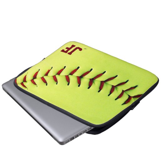 Personalisierter gelber Softbalball Laptopschutzhülle (Vorne Knopf)