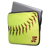 Personalisierter gelber Softbalball Laptopschutzhülle (Vorderseite Links)
