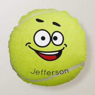 Personalisierter gelber Tennisball lustiges Gesich Rundes Kissen