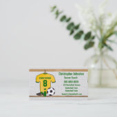 Personalisierter gelbes Grün-Fußball-Fußball Visitenkarte (Stehend Vorderseite)