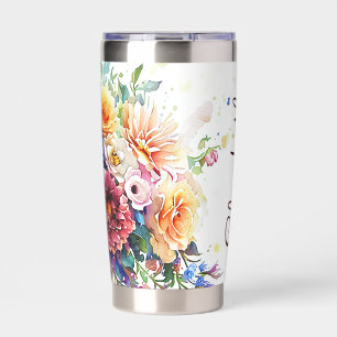 Personalisierter gemischter Blumenstrauß Thermobecher