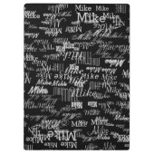 personalisierter gemusterter Name cool grau Klemmbrett (Rückseite)