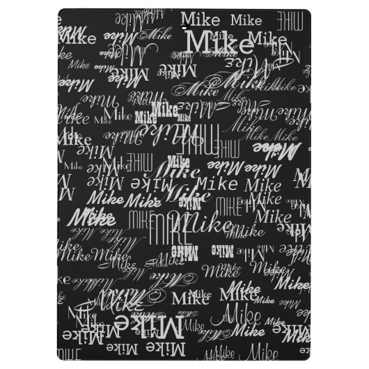 personalisierter gemusterter Name cool grau Klemmbrett (Rückseite)