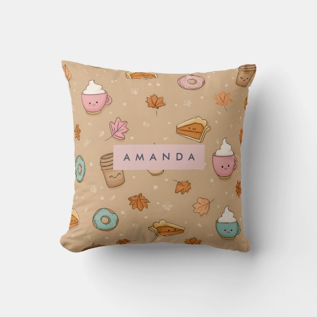 Personalisierter gemütlicher Herbst Kürbiskuchen D Kissen (Vorderseite)