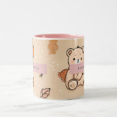 Personalisierter, gemütlicher Herbstpuff & Teddy B Zweifarbige Tasse (Mittel)