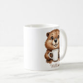 Personalisierter gemütlicher Kaffee-Biber-Waldmorg Kaffeetasse (VorderseiteRechts)