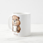Personalisierter gemütlicher Kaffee-Biber-Waldmorg Kaffeetasse (Vorderseite Links)