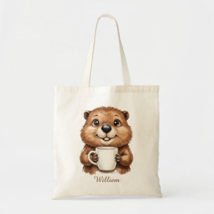 Personalisierter gemütlicher Kaffee-Biber-Waldmorg Tragetasche