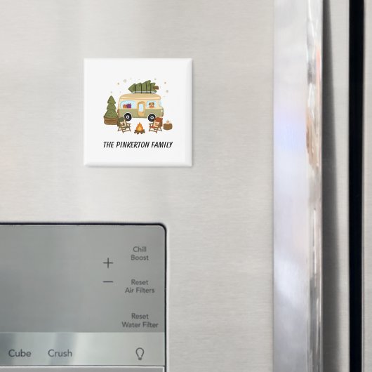 Personalisierter gemütlicher Weihnachts-Camper Magnet (In Situ (Kühlschrank))