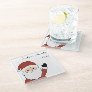 Personalisierter gemütlicher Weihnachtsmann Weihna Glasuntersetzer