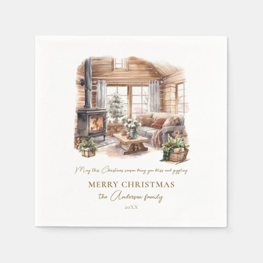 Personalisierter, gemütlicher Weihnachtsurlaub Zuh Serviette (Vorderseite)