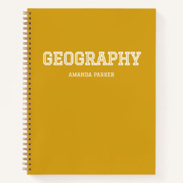 Personalisierter Geographie-Schulkalender Gelb Notizblock