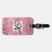 Personalisierter Gepäck-Umbau-Rosen-GoldGlitzer Gepäckanhänger (Vorderseite horizontal)