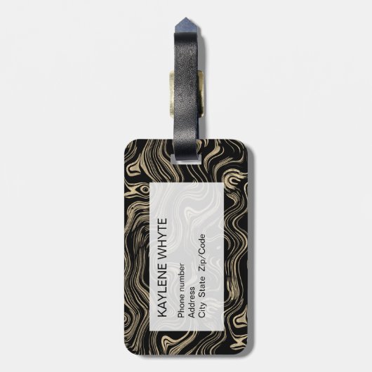 Personalisierter Gepäckanhänger aus Marmor (Rückseite vertikal)