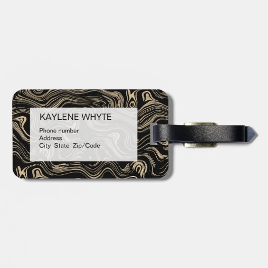 Personalisierter Gepäckanhänger aus Marmor (Rückseite horizontal)