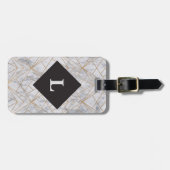 Personalisierter Gepäckanhänger aus weißem Marmor (Vorderseite horizontal)