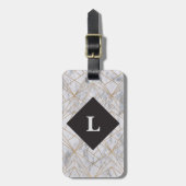 Personalisierter Gepäckanhänger aus weißem Marmor (Vorderseite vertikal)