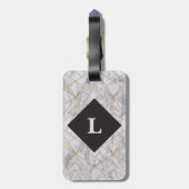 Personalisierter Gepäckanhänger aus weißem Marmor (Rückseite vertikal)