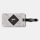 Personalisierter Gepäckanhänger aus weißem Marmor (Rückseite horizontal)