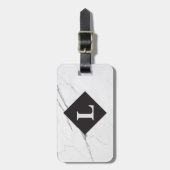 Personalisierter Gepäckanhänger aus weißem Marmor (Vorderseite vertikal)