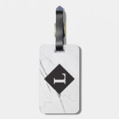 Personalisierter Gepäckanhänger aus weißem Marmor (Rückseite vertikal)