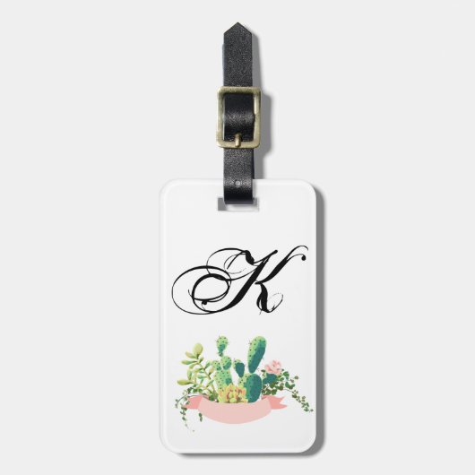 Personalisierter Gepäckanhänger Bohemisch Kaktus S (Vorderseite vertikal)