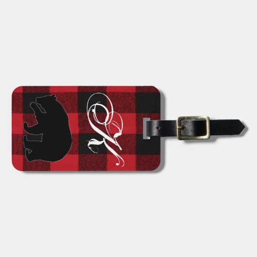 Personalisierter Gepäcktag Roter Buffalo Karierter Gepäckanhänger (Vorderseite horizontal)