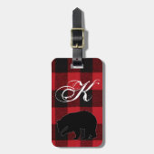 Personalisierter Gepäcktag Roter Buffalo Karierter Gepäckanhänger (Vorderseite vertikal)
