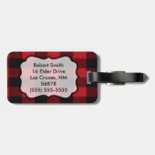 Personalisierter Gepäcktag Roter Buffalo Karierter Gepäckanhänger (Rückseite horizontal)